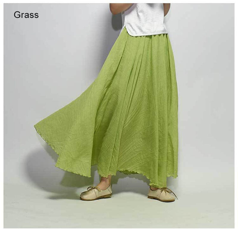 Women's Elegant High Waist Linen Maxi Skirt