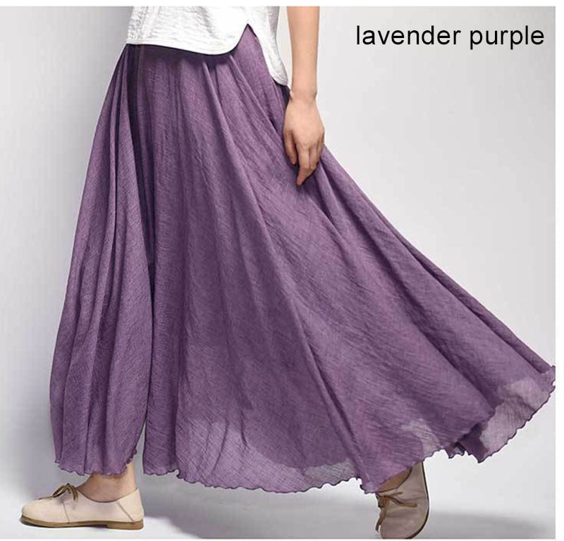 Women's Elegant High Waist Linen Maxi Skirt