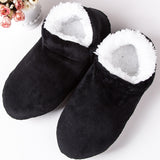 Winter Men's slippers plush Warm Brand House Light massage  Black Floor Shoes