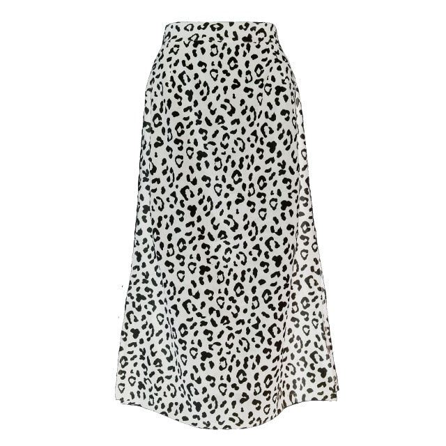 Sexy Leopard Skirt Print Chiffon Split Skirt