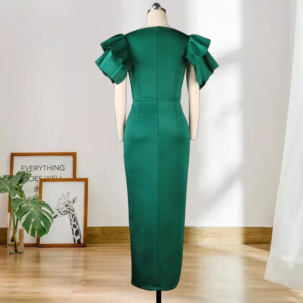 Women Party Dresses Christmas Green Bodycon Long Celebrate Evening Fashion