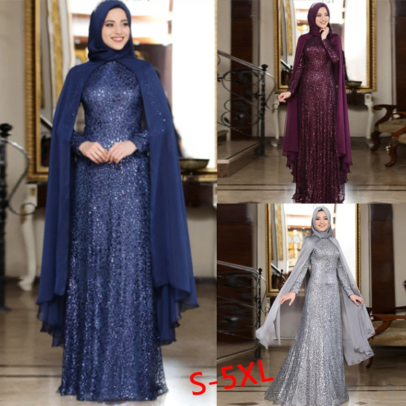 Muslim Abaya Scarf Dress Sets Women
