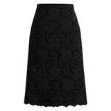 Women Lace Skirt High Waist Slim Package Hip Elegant with Zipper Classy Office Ladies Knee Length