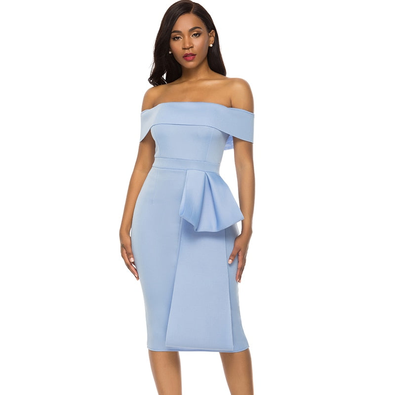 Women Bodycon Dress Slim Off Shoulder Sexy Date Night Celebrate Party Clubwear