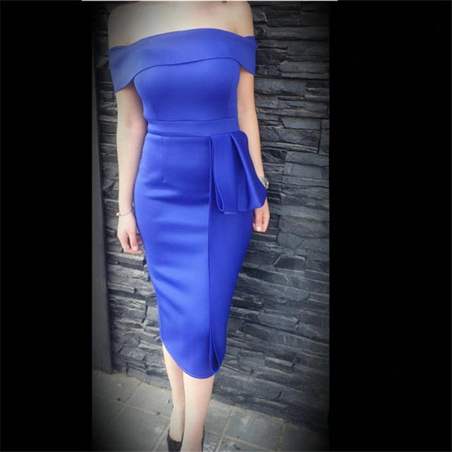 Women Bodycon Dress Slim Off Shoulder Sexy Date Night Celebrate Party Clubwear