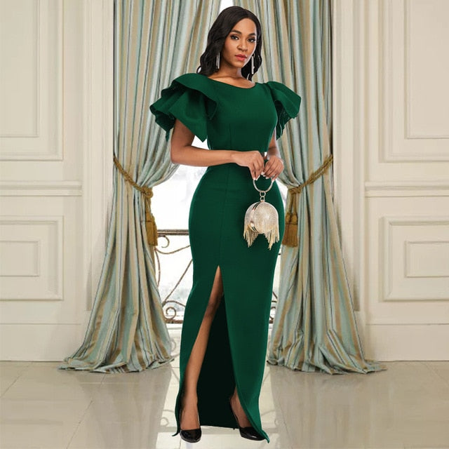 Women Party Dresses Christmas Green Bodycon Long Celebrate Evening Fashion