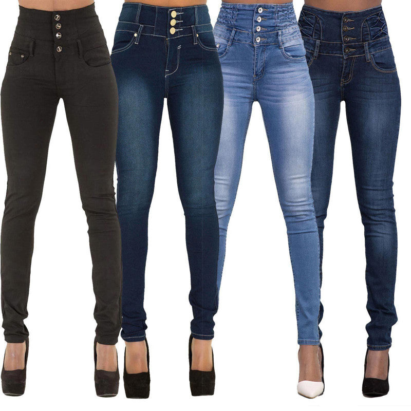 Vintage High Waist Push Up Pencil Casual Stretch Jeans Pants