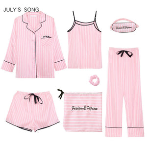 Pink Women's 7 Pieces Pajamas Sets