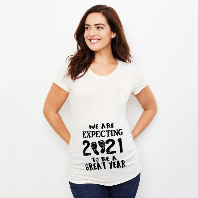 Baby Loading 2021 Women Printed Pregnant T Shirt