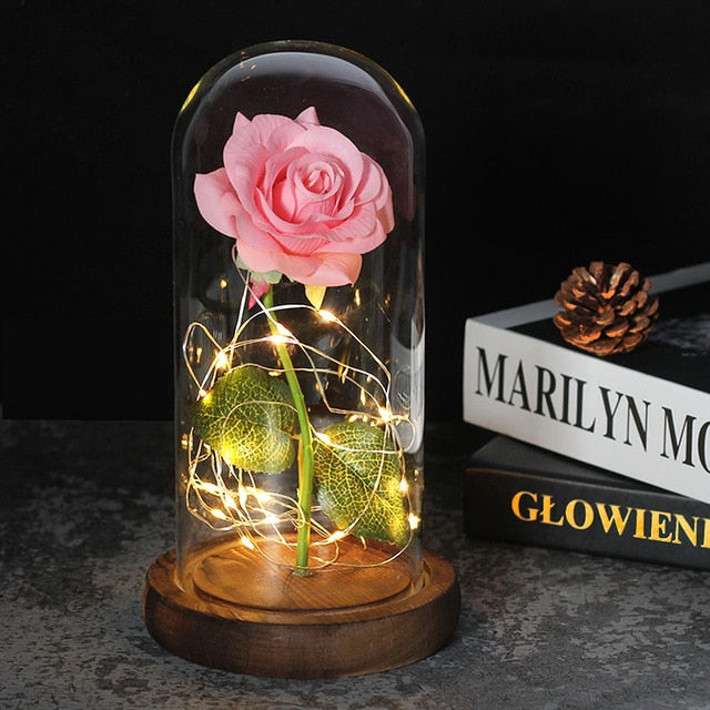 Beauty And The Beast Rose In LED Glass Dome