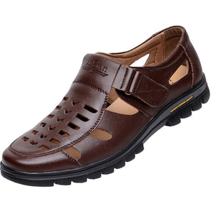 Summer Soft Leather Shoes Quality Men's Fashion Hollowed Genuine Leather Sandals