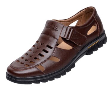 Summer Soft Leather Shoes Quality Men's Fashion Hollowed Genuine Leather Sandals