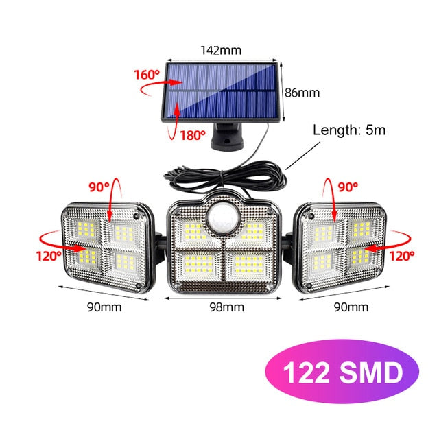 Solar Lights Outdoor 122 LED Solar Motion