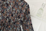 Elegant O-neck Floral Printed Women Dress Flare Sleeve A-line Female Chiffon Dress