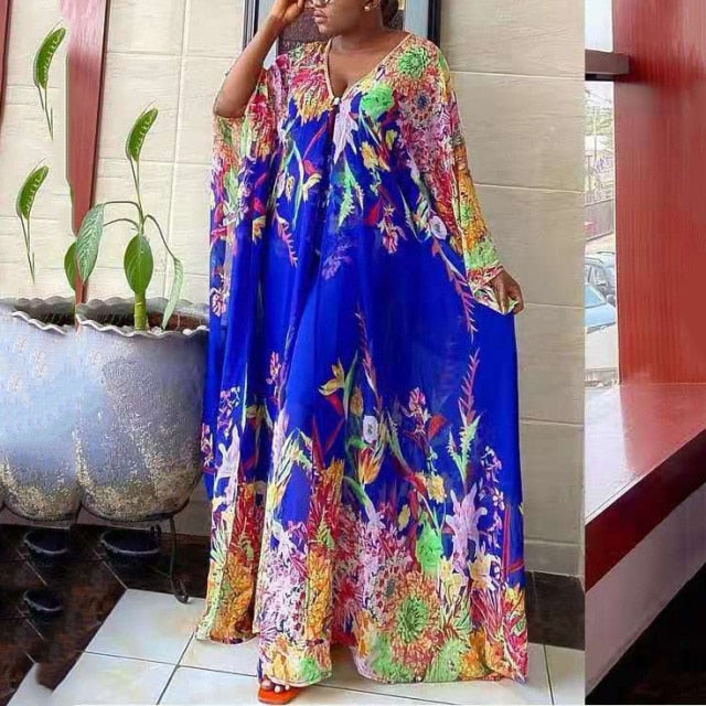 Summer Chiffon Pants Sets for African Ladies Printed Loose Batwing Sleeve Fashion Elegant Evening Night Party Matching Sets Hot