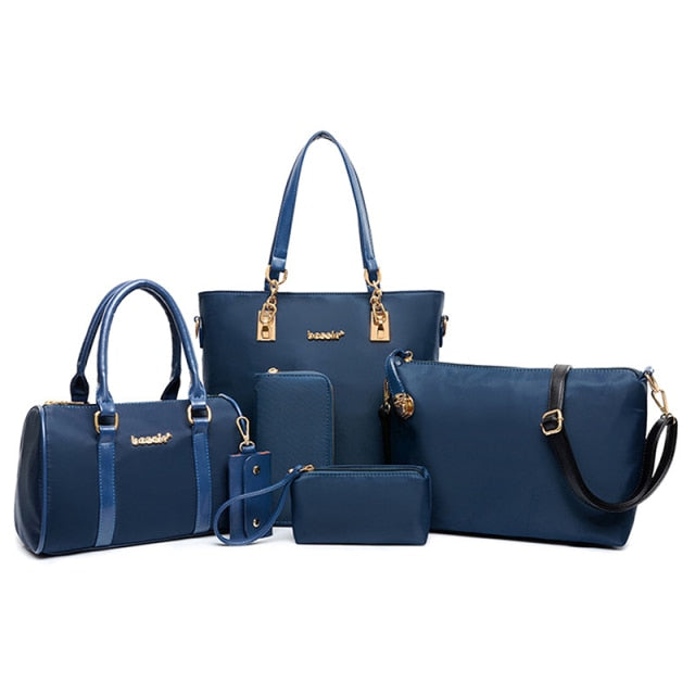 6PCS/SET Women Nylon Fashion Bag PurseWallet Handbags