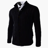 New Slim Plain Standard Stand Collar Single-Breasted Men's Sweater