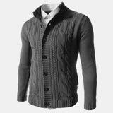 New Slim Plain Standard Stand Collar Single-Breasted Men's Sweater