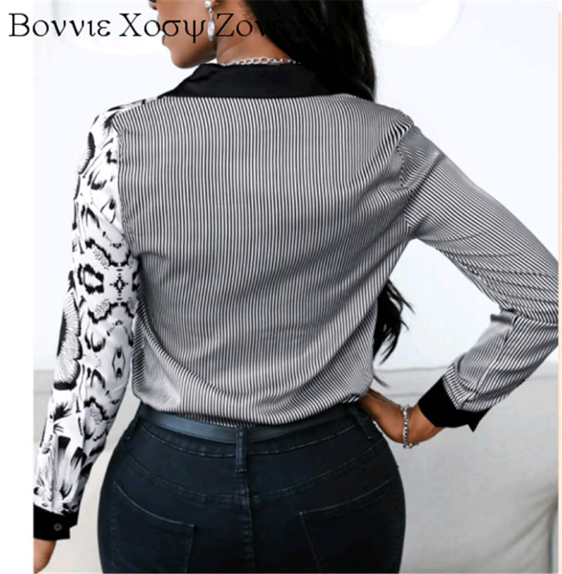 Phoenix Print Women Turn-down Collar Buttoned Design  Long Sleeve Shirt Oversized Blouse