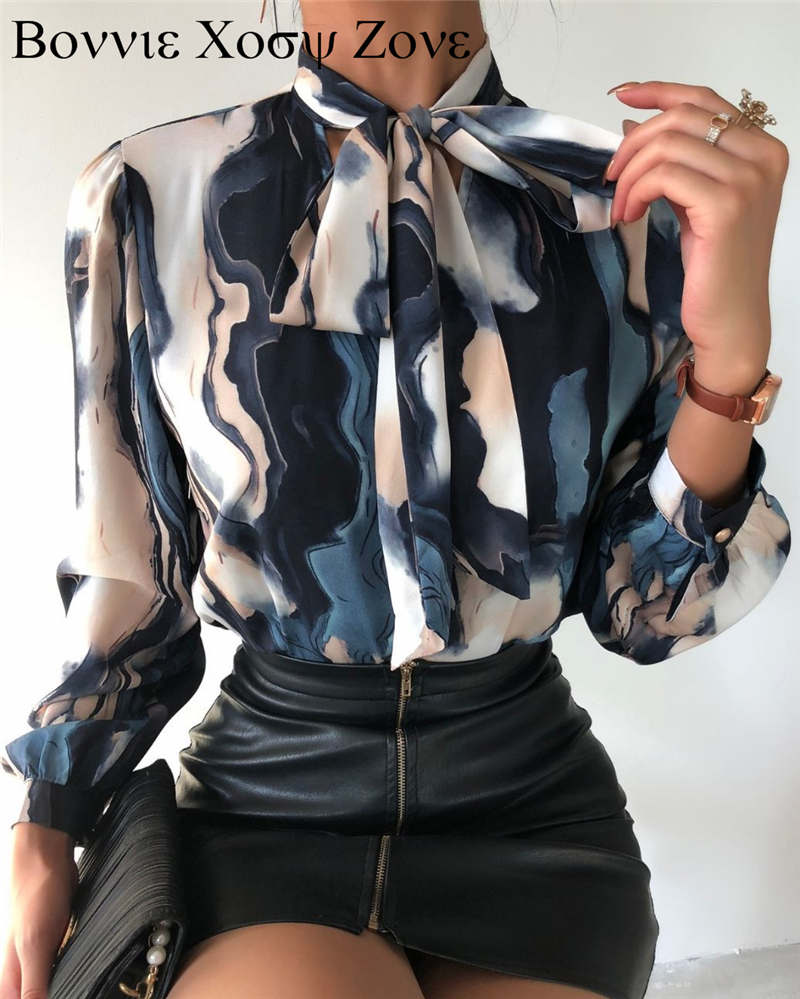 Phoenix Print Women Turn-down Collar Buttoned Design  Long Sleeve Shirt Oversized Blouse