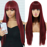 Straight Synthetic Black Mixed Brown and Blonde Long Wig