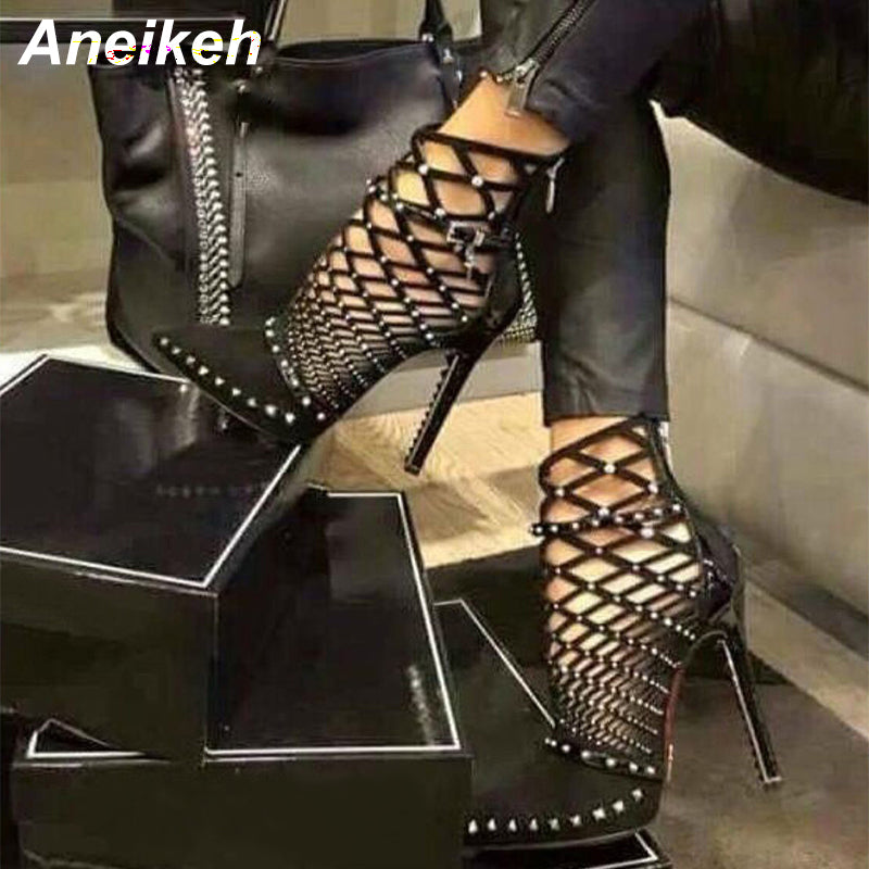2022 Sexy Summer Gladiator Roman Ankle Boots High Heel Shoe