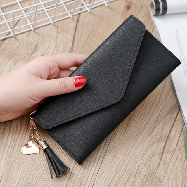 women Big Capacity Clutch Purse Dull Polish Leather Wallet Double Zipper