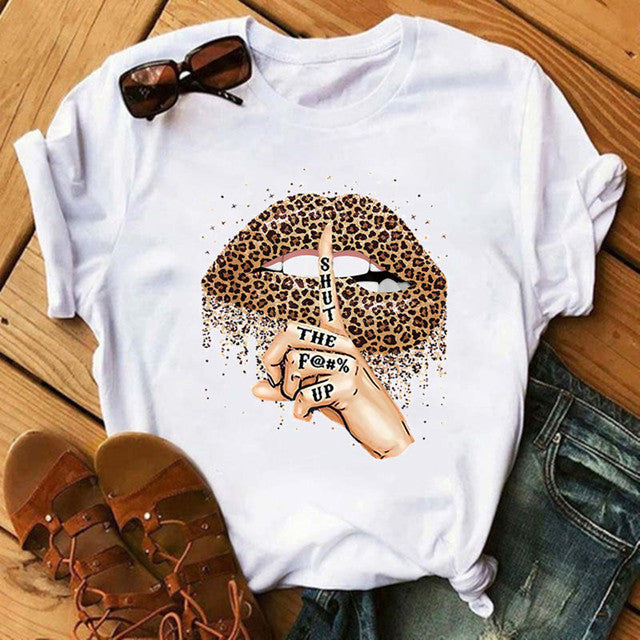 Leopard Print Women Graphic T Shirt