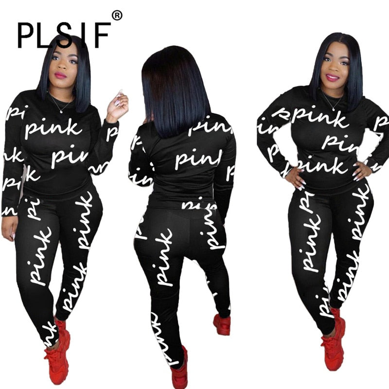2 Pieces O Neck Long Sleeve Tracksuit Clothes for Women