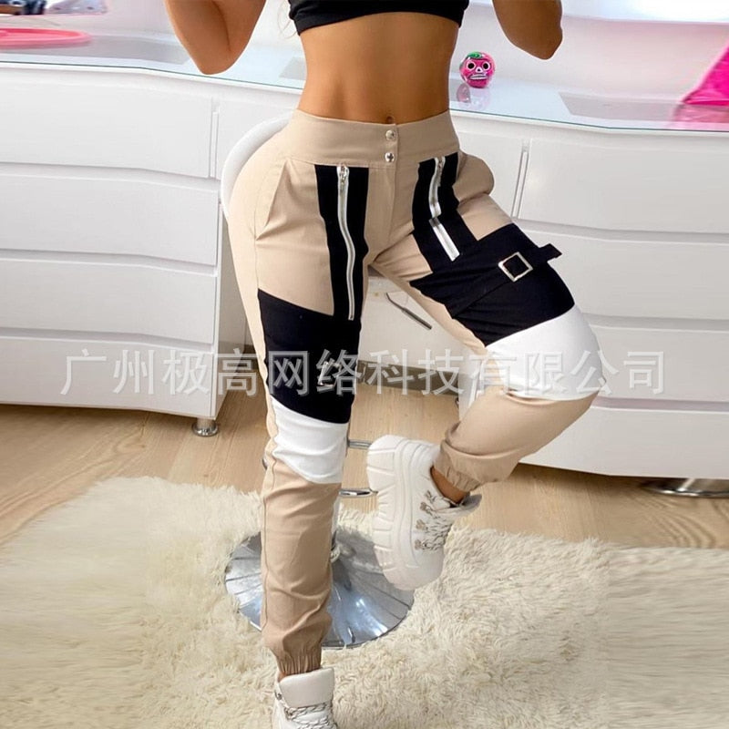 women 2021 new fashion khaki colour matching trousers also for Sport