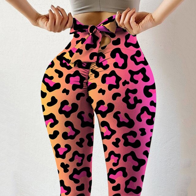 Sexy Women Sports Trousers Butterfly Printing Push Up High Waist Stretch Fitness Tight Leggings