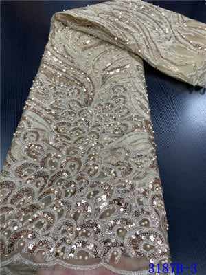 2022 High Quality Sequins African Lace with Embroidery Fabric for Women