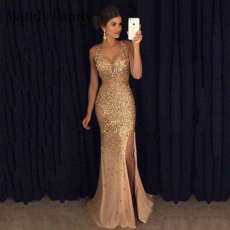 Elegant Sequins Sleeveless Evening Party Dress/prom Gown