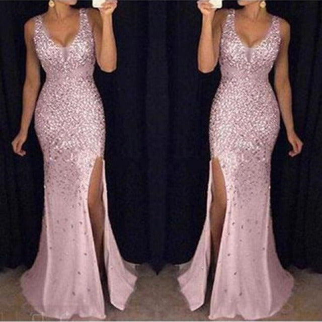 Elegant Sequins Sleeveless Evening Party Dress/prom Gown