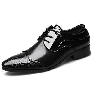 New British Slip On Split Leather Pointed Black Brown Toe Men Shoes