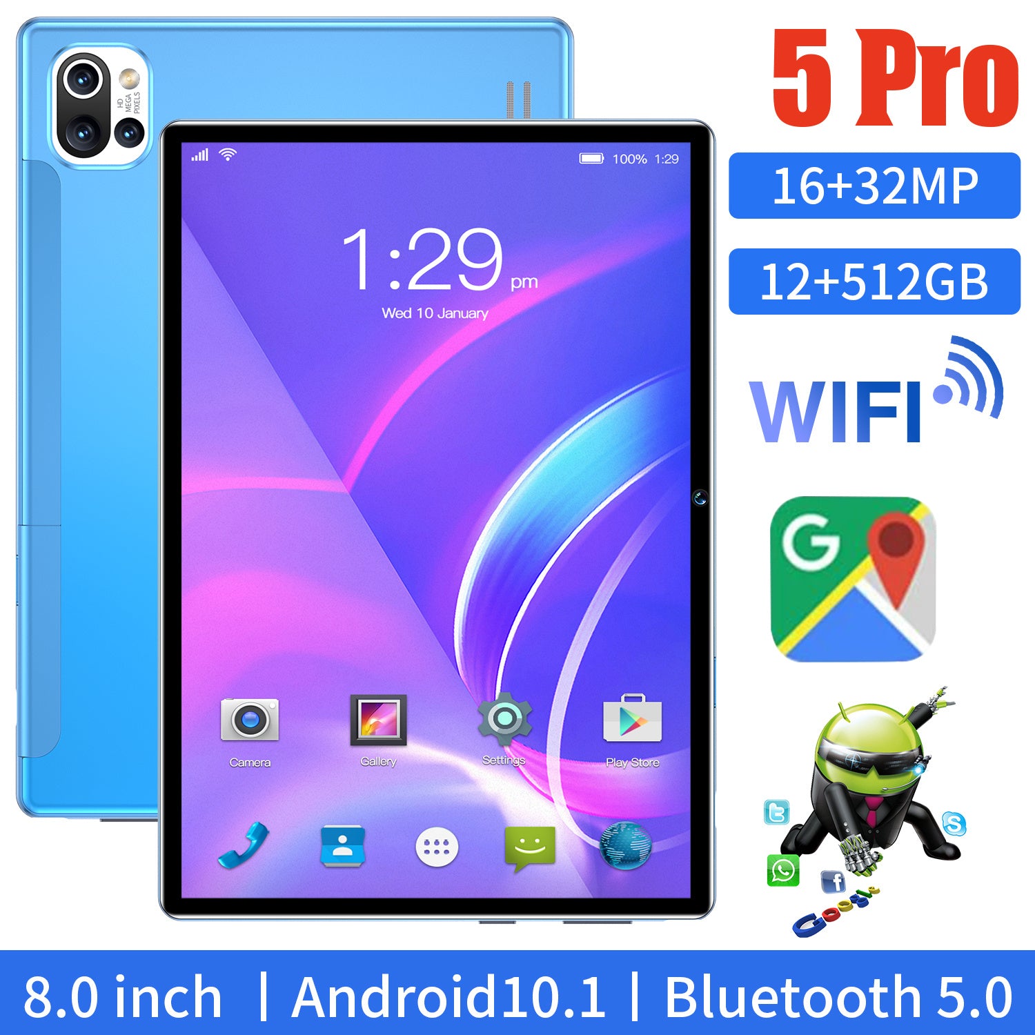 5pro Tablet PC 16MP+32MP Camera 5G Network