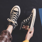 Ladies Cute Bear All Match Canvas Shoes Sports Sneakers