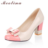 Ladies Shoes Pumps Autumn Round Toe Basic Office Chunky High Heels Shoes