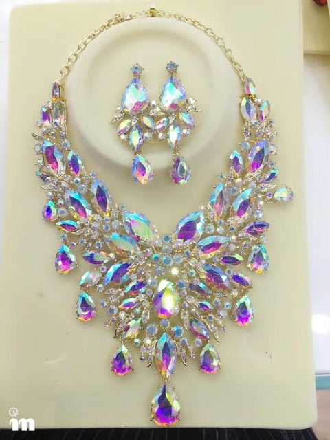 9 color women rhinestone pageant Jewelry sets