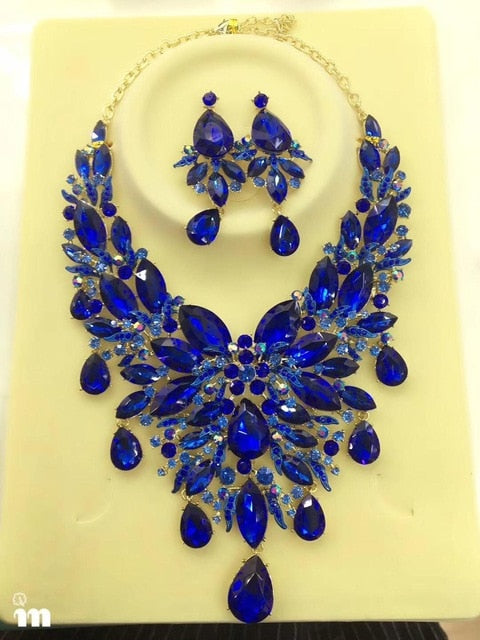 9 color women rhinestone pageant Jewelry sets