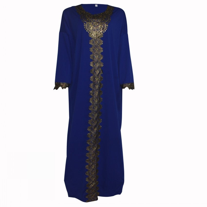 African Dresses For Women New Embroidered Long Kaftan Solid Plus Size Summer Dress Fashion Maxi Elastic