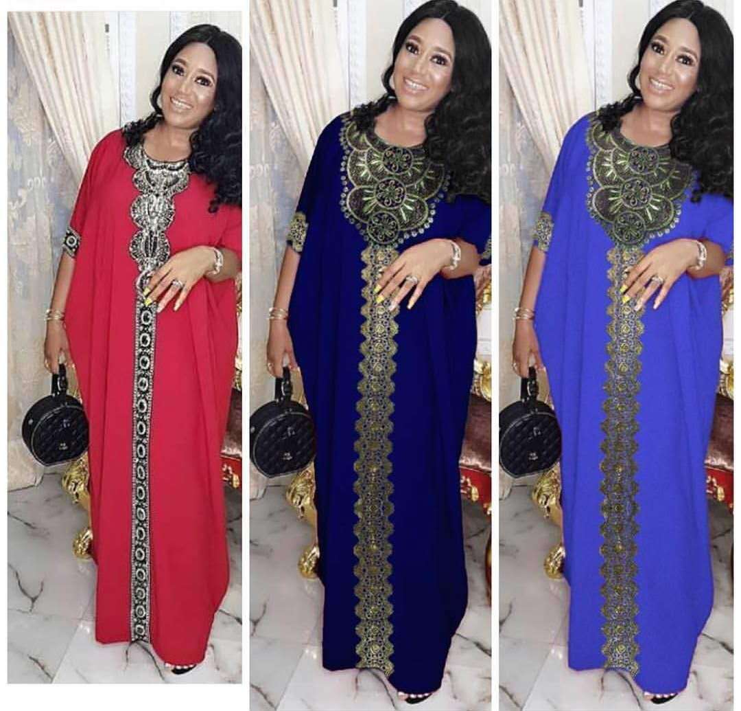 African Dresses For Women New Embroidered Long Kaftan Solid Plus Size Summer Dress Fashion Maxi Elastic